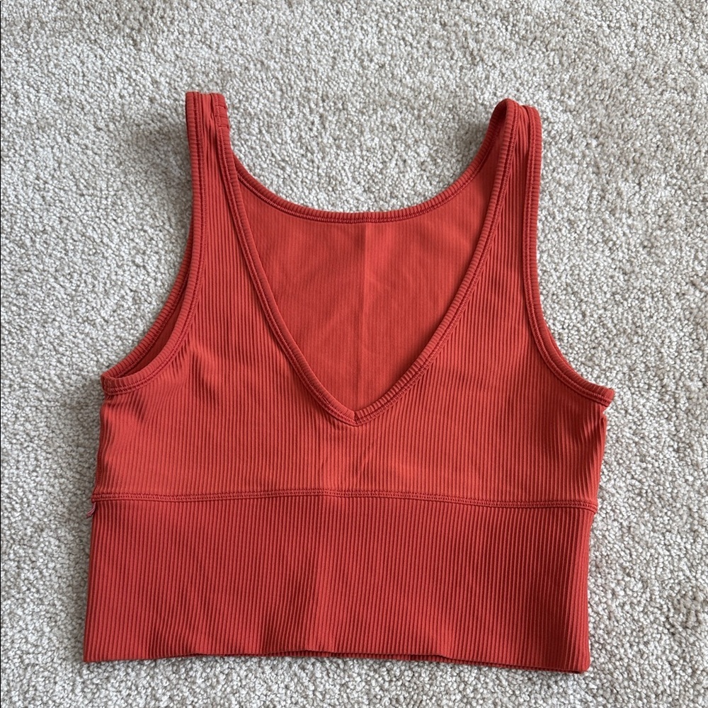 Lululemon Power Pivot Tank Top Burnt Orange Ribbed